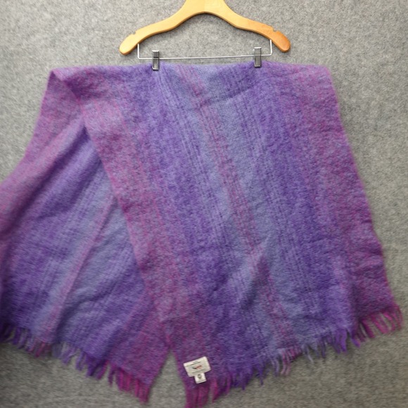 Mohair Wool Shawl Scarf VTG‎ Purple Ombre Striped Irish AVOCA HANDWEAVERS 25x68 - Picture 2 of 8